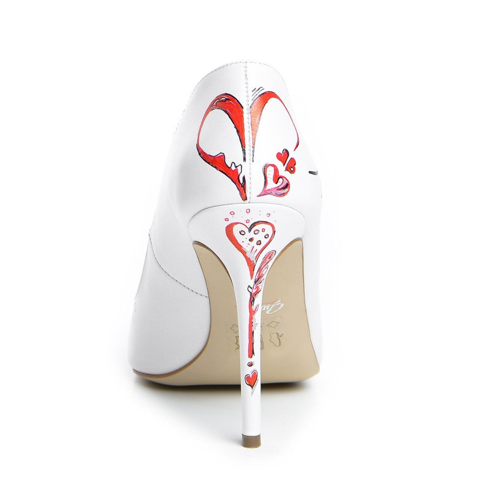 Pantofi dama Guvan model 1250 piele nappa alb "Valentine's Day 2025"
