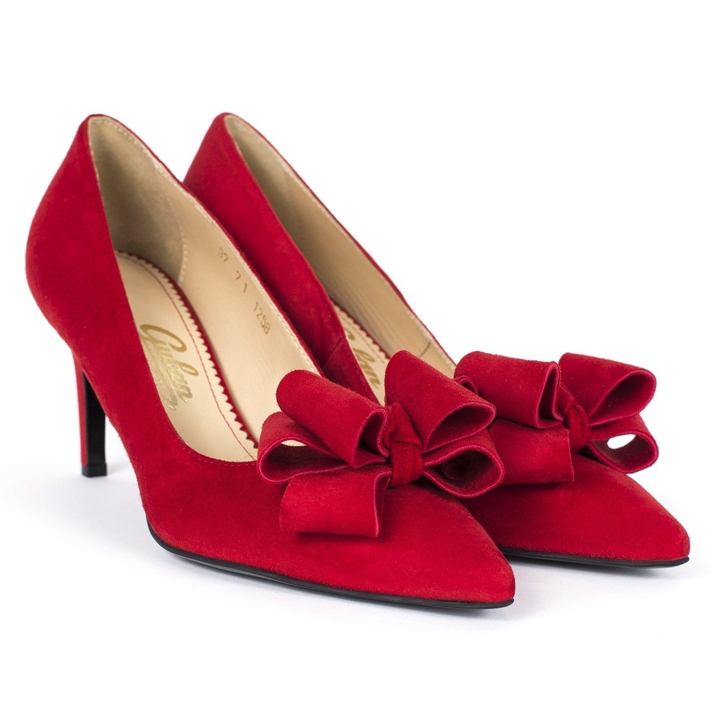 Pantofi dama Guvan model 1258 piele velur rosu