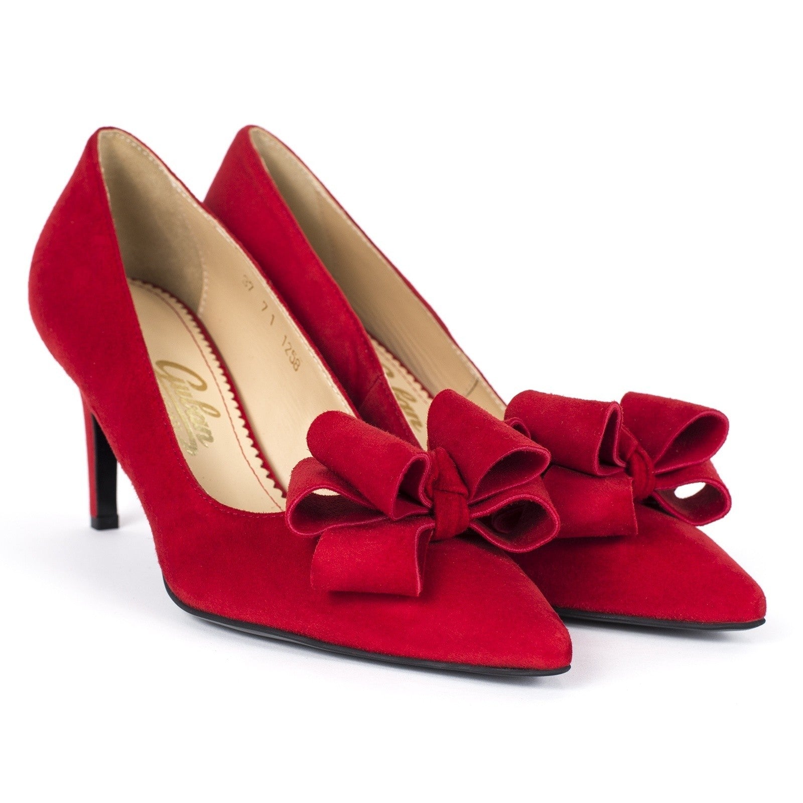 Pantofi dama Guvan model 1258 piele velur rosu