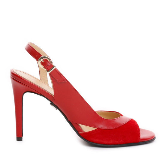 Sandale dama Guvan model 1333 nappa rosu/velur rosu