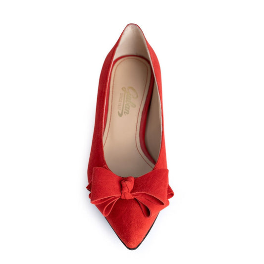 Balerini dama Guvan model 3608 piele velur rosu