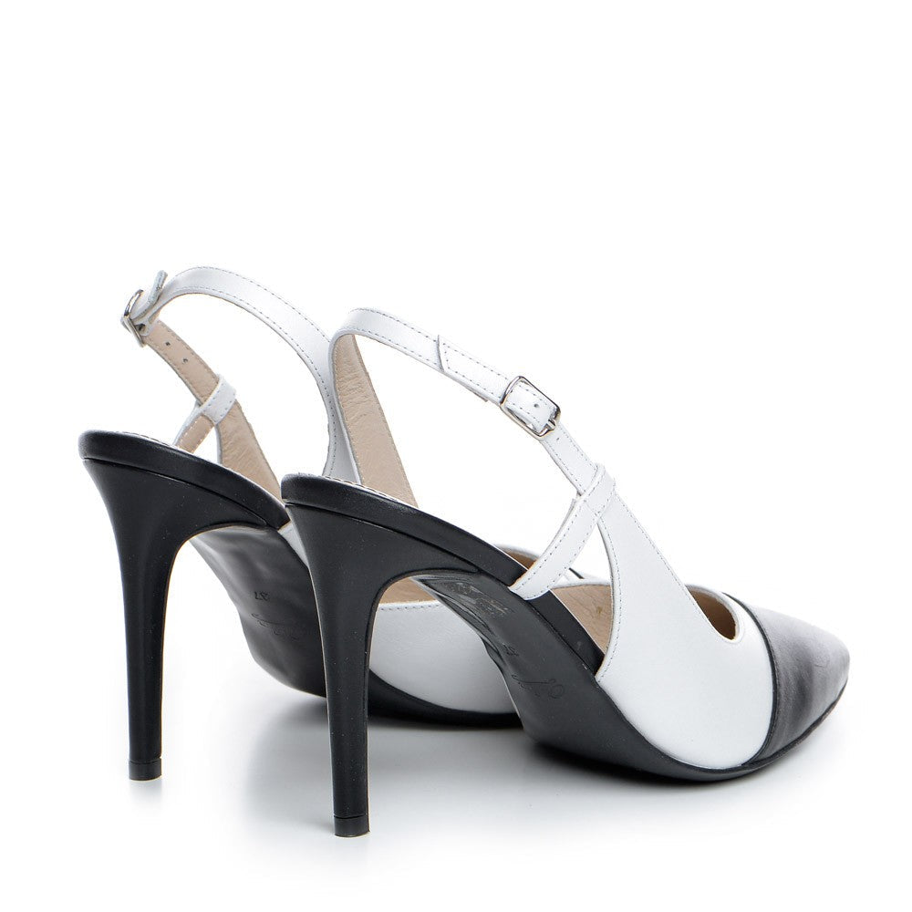 Pantofi dama Guvan model 1344 nappa alb/nappa negru
