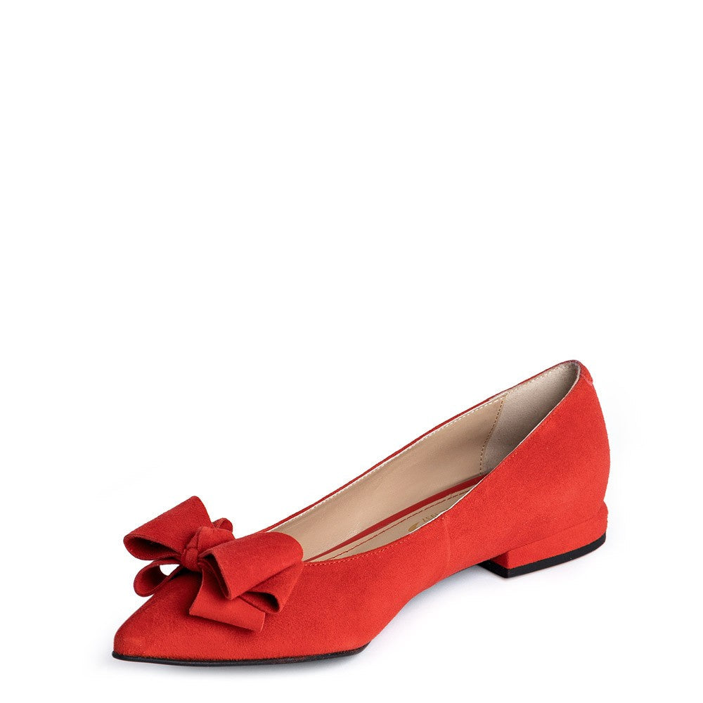 Balerini dama Guvan model 3608 piele velur rosu