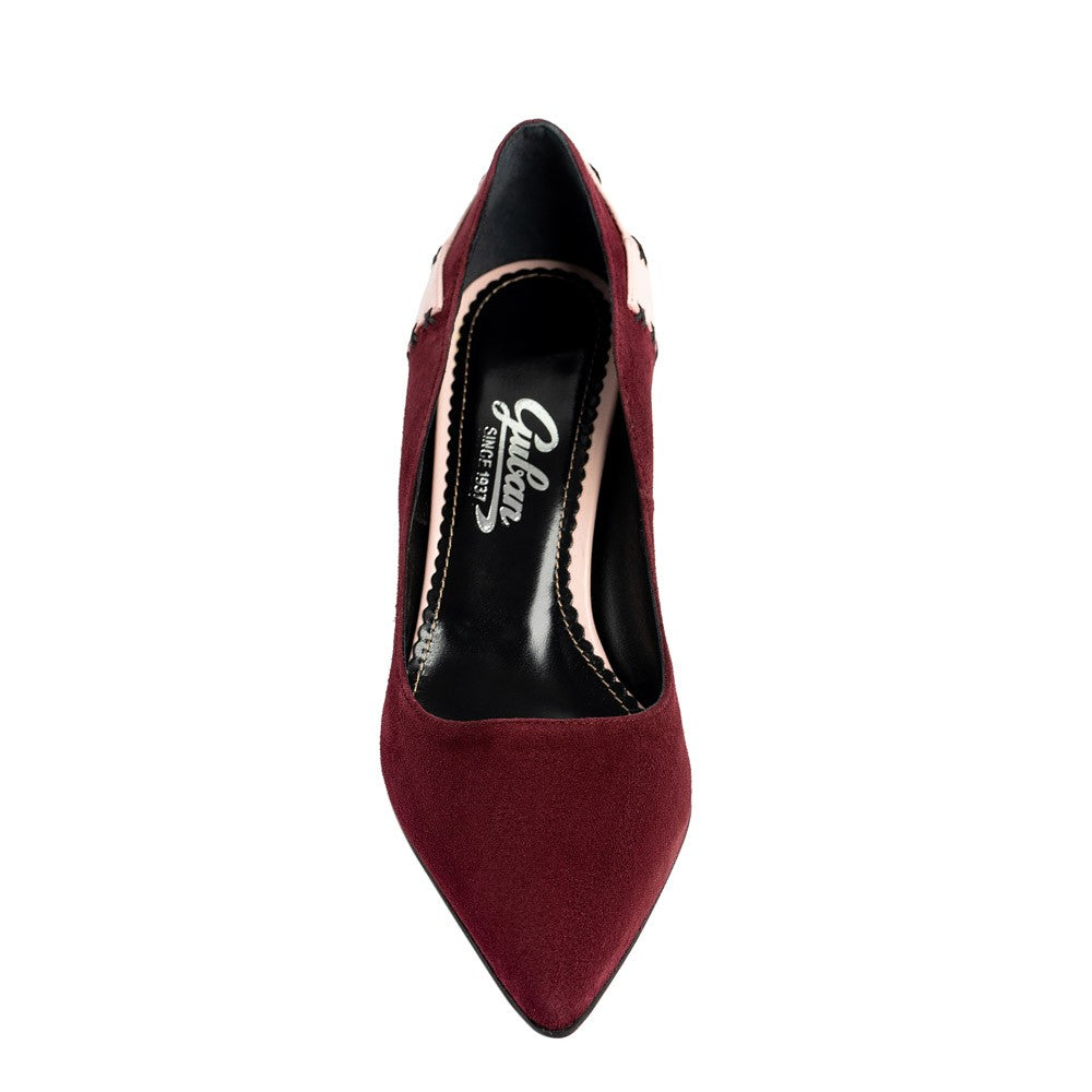 Pantofi dama Guvan model 1534 piele velur bordo-nappa roz