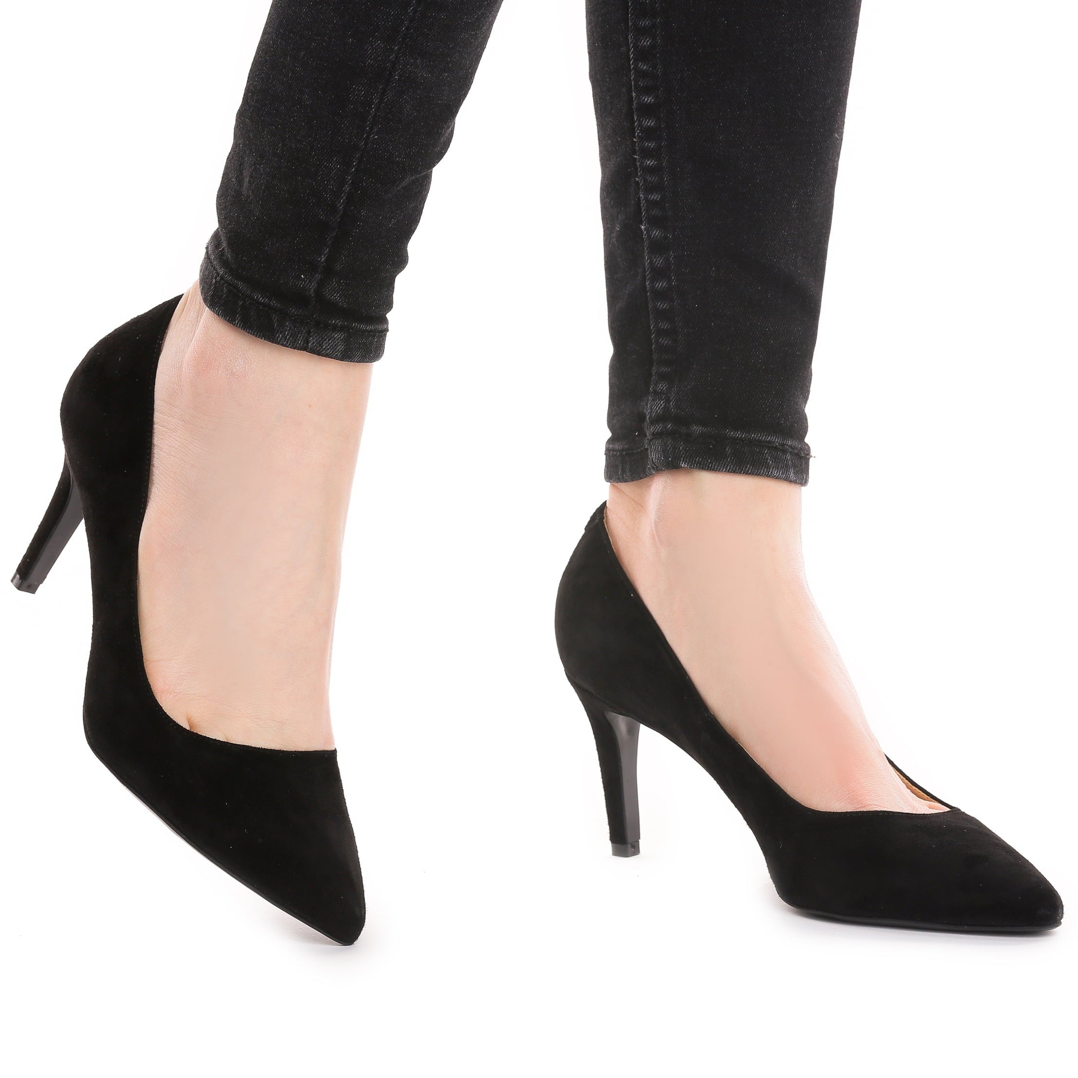Pantofi dama Guvan model 1218 piele velur negru