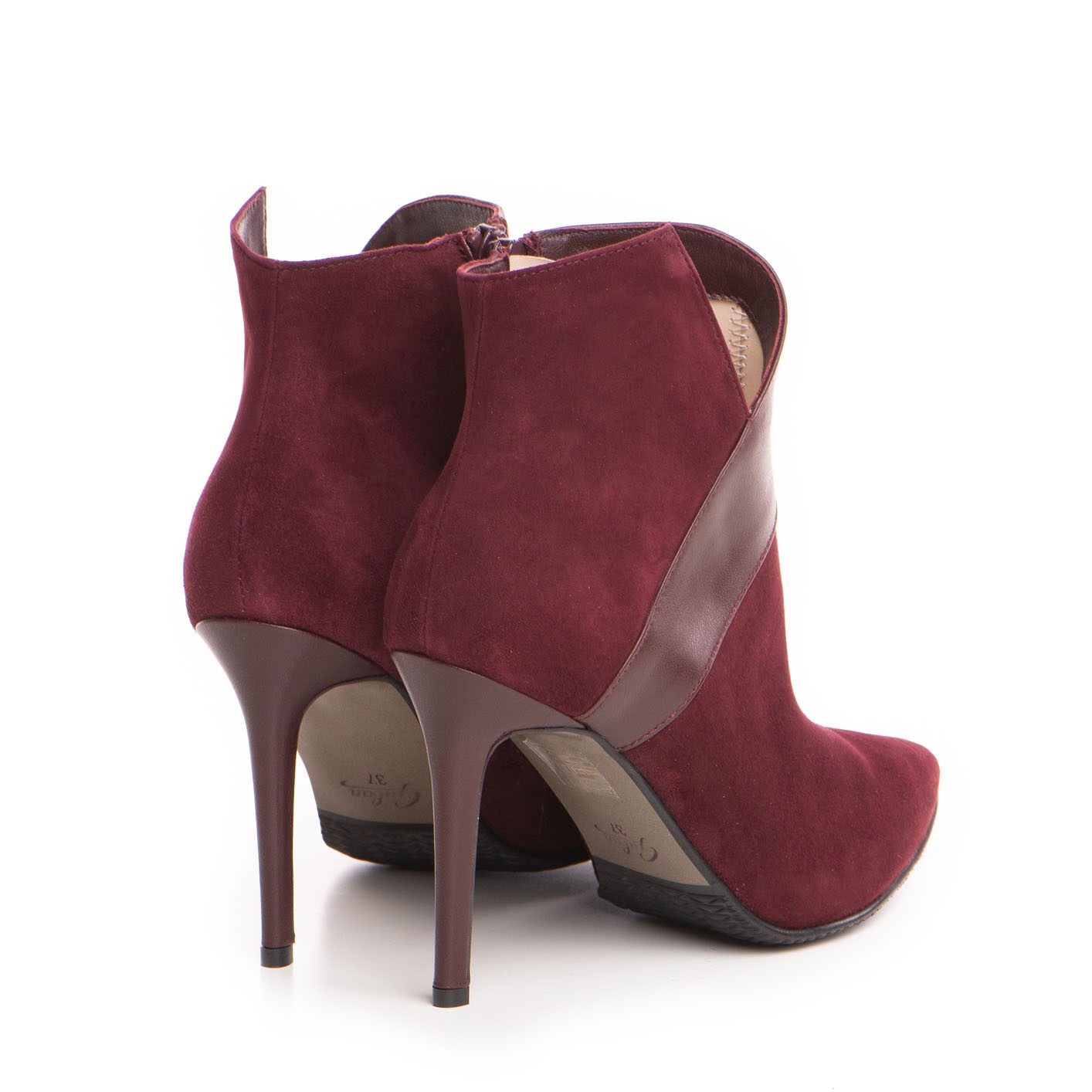 Botine dama Guvan model 1265 velur bordo/nappa bordo