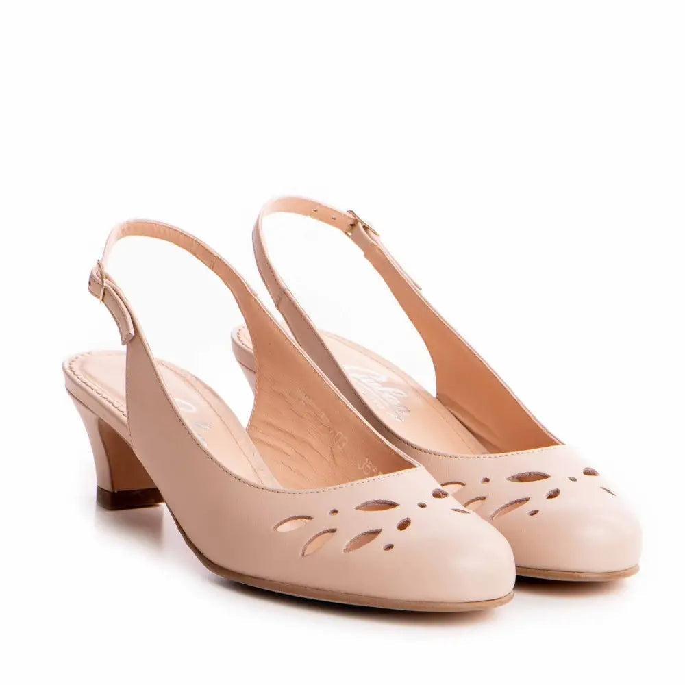 Pantofi decupati dama Guvan model 3657 nappa roz-nude