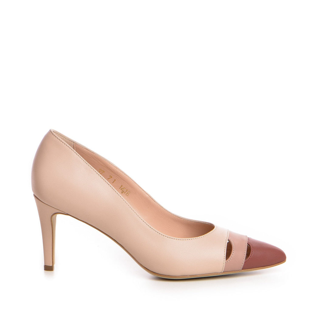 Pantofi dama Guvan model 1418 piele nappa roz/coniac/taupe