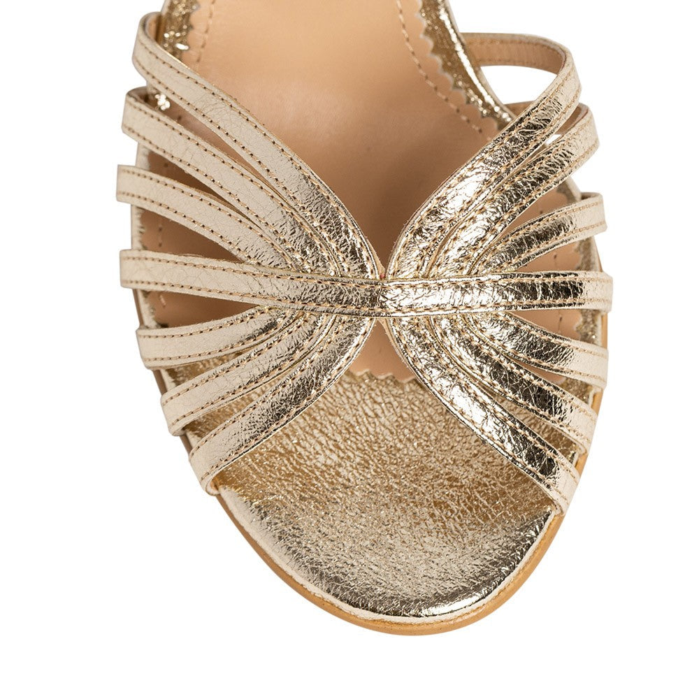 Sandale dama Guvan model 1539 nappa kristal auriu