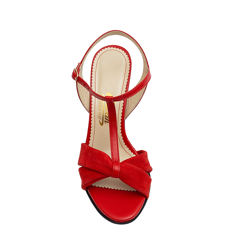 Sandale dama Guvan model 1546 nappa rosu-velur rosu