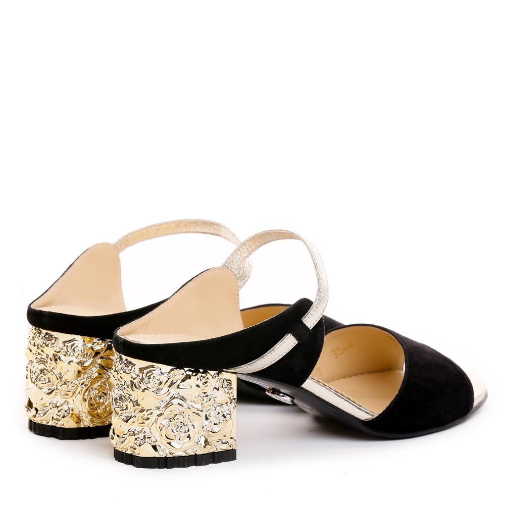 Saboti dama Guvan model 3544 velur negru/nappa kristal auriu