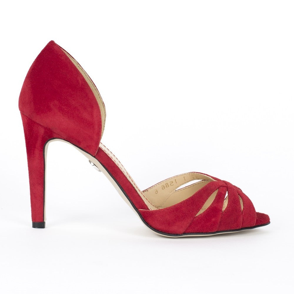 Pantofi dama Guvan model 1586 piele velur rosu