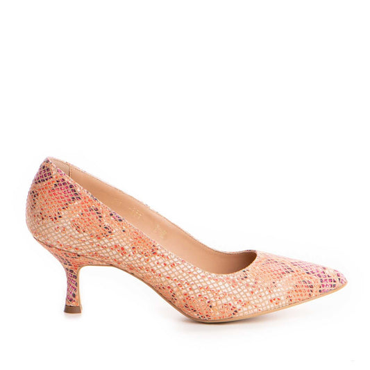 Pantofi dama Guvan model 1414 nappa animal print portocaliu