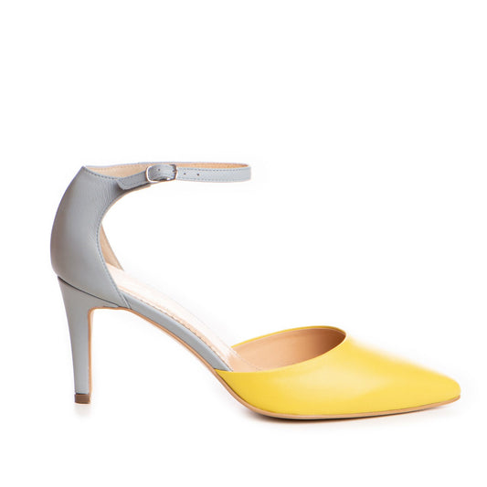 Pantofi dama Guvan model 1436 piele nappa gri/nappa galben