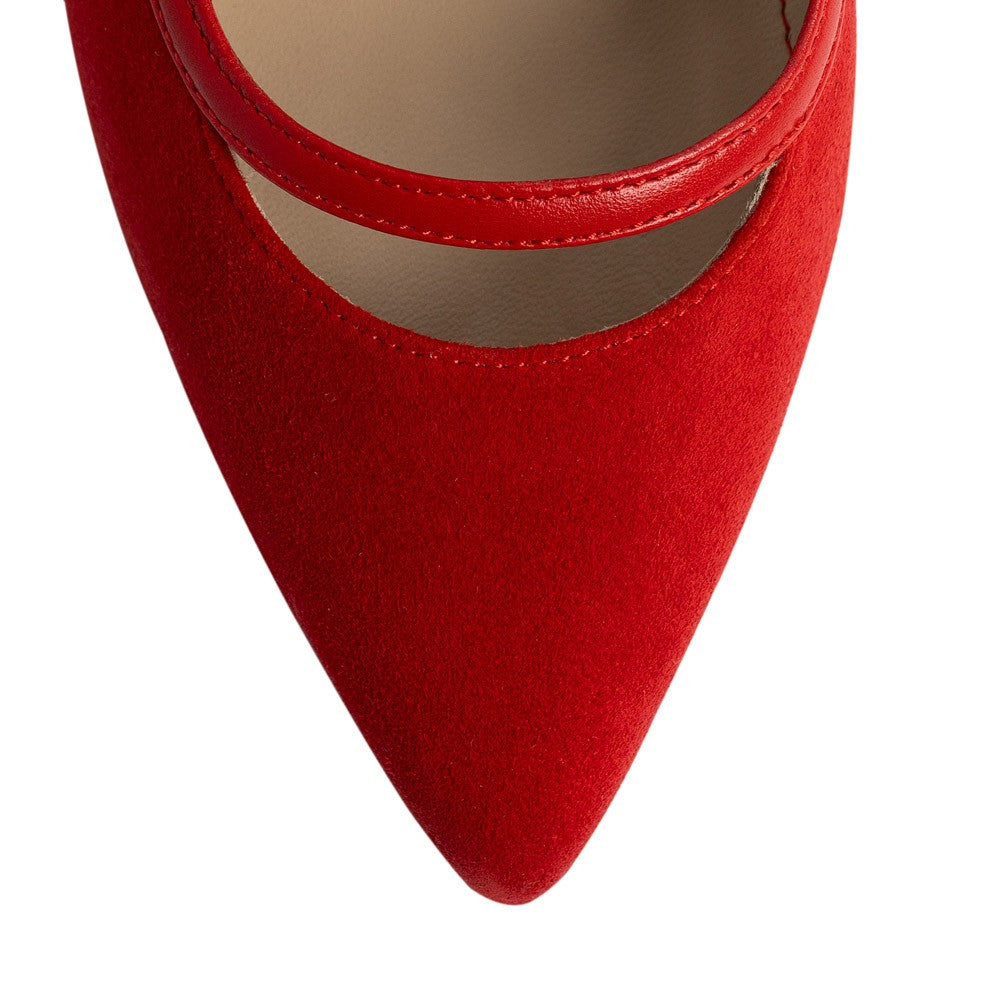 Pantofi dama Guvan model 1462 velur rosu/nappa rosu