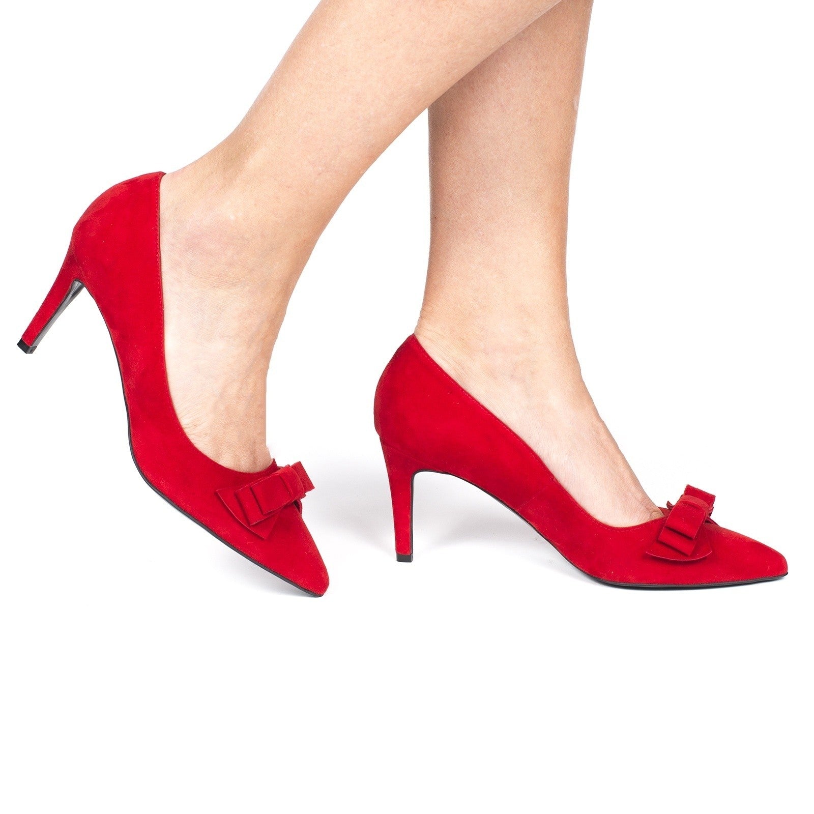 Pantofi dama Guvan model 1257 piele velur rosu