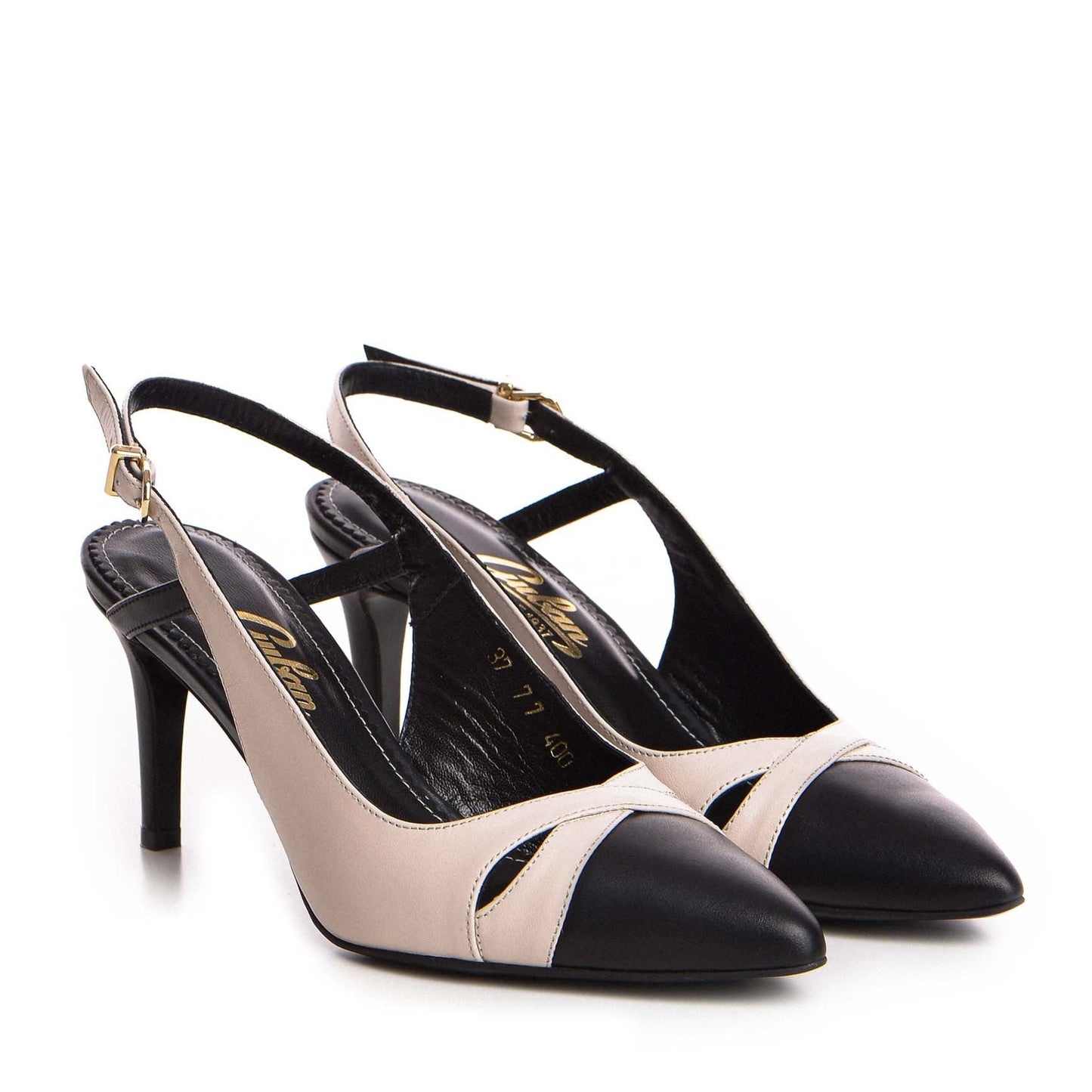 Pantofi dama Guvan model 1393 piele nappa crem/negru