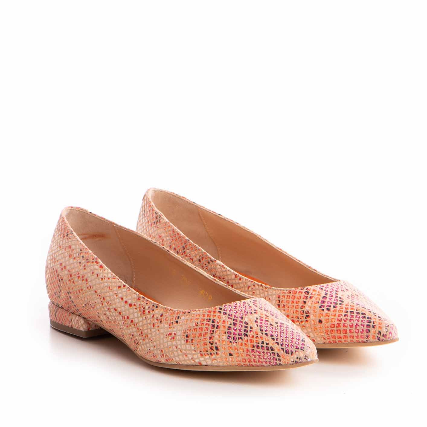 Balerini Guvan model 3628 piele naturala nappa animal print portocaliu