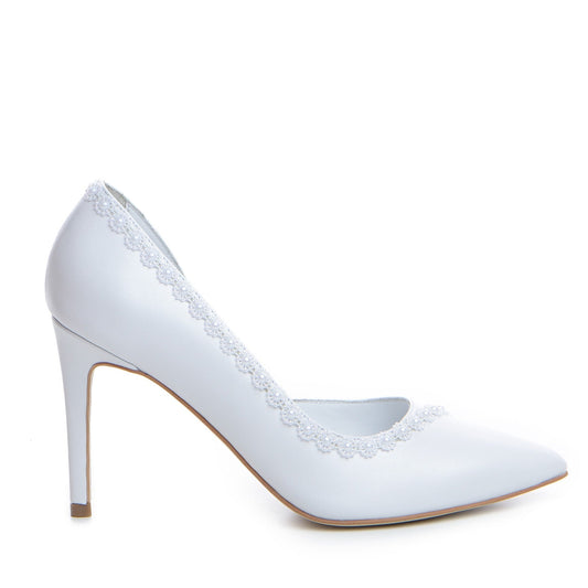 Pantofi mirese Guvan model 1367 nappa alb perlat