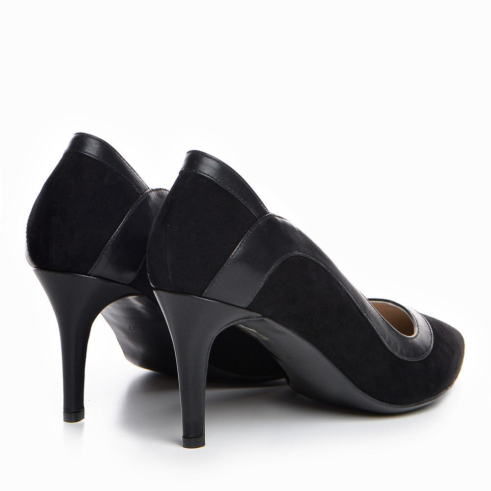 Pantofi dama Guvan model 1354 piele velur negru/nappa negru