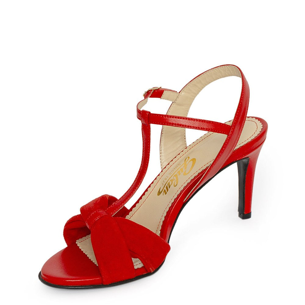 Sandale dama Guvan model 1546 nappa rosu-velur rosu