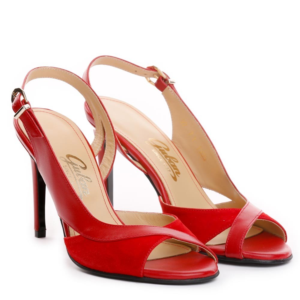 Sandale dama Guvan model 1333 nappa rosu/velur rosu