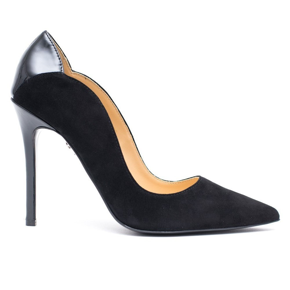 Pantofi dama Guvan model 1247 piele velur negru/naplac negru