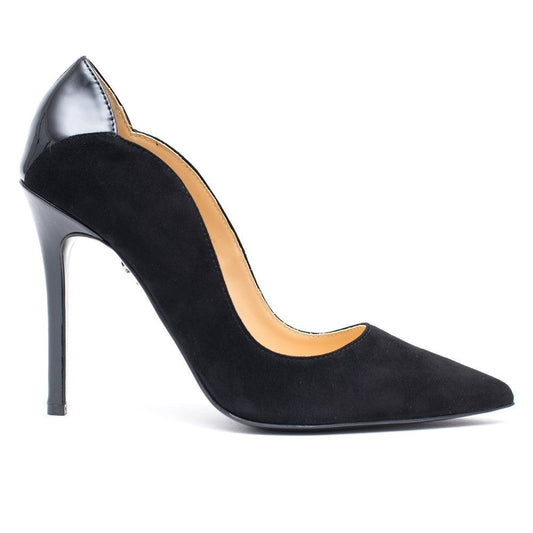 Pantofi dama Guvan model 1247 piele velur negru/naplac negru