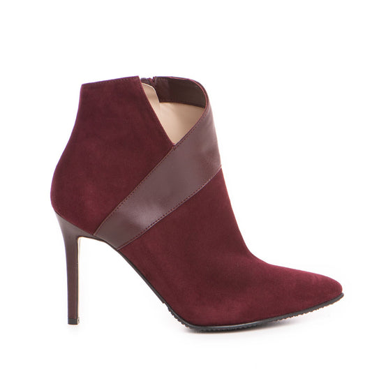 Botine dama Guvan model 1265 velur bordo/nappa bordo