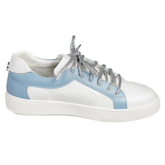 Sneakers piele naturala model 3489 nappa alb-sky