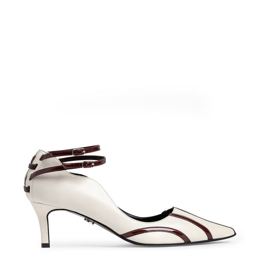 Pantofi dama Guvan model 1535 piele nappa crem-lac bordo