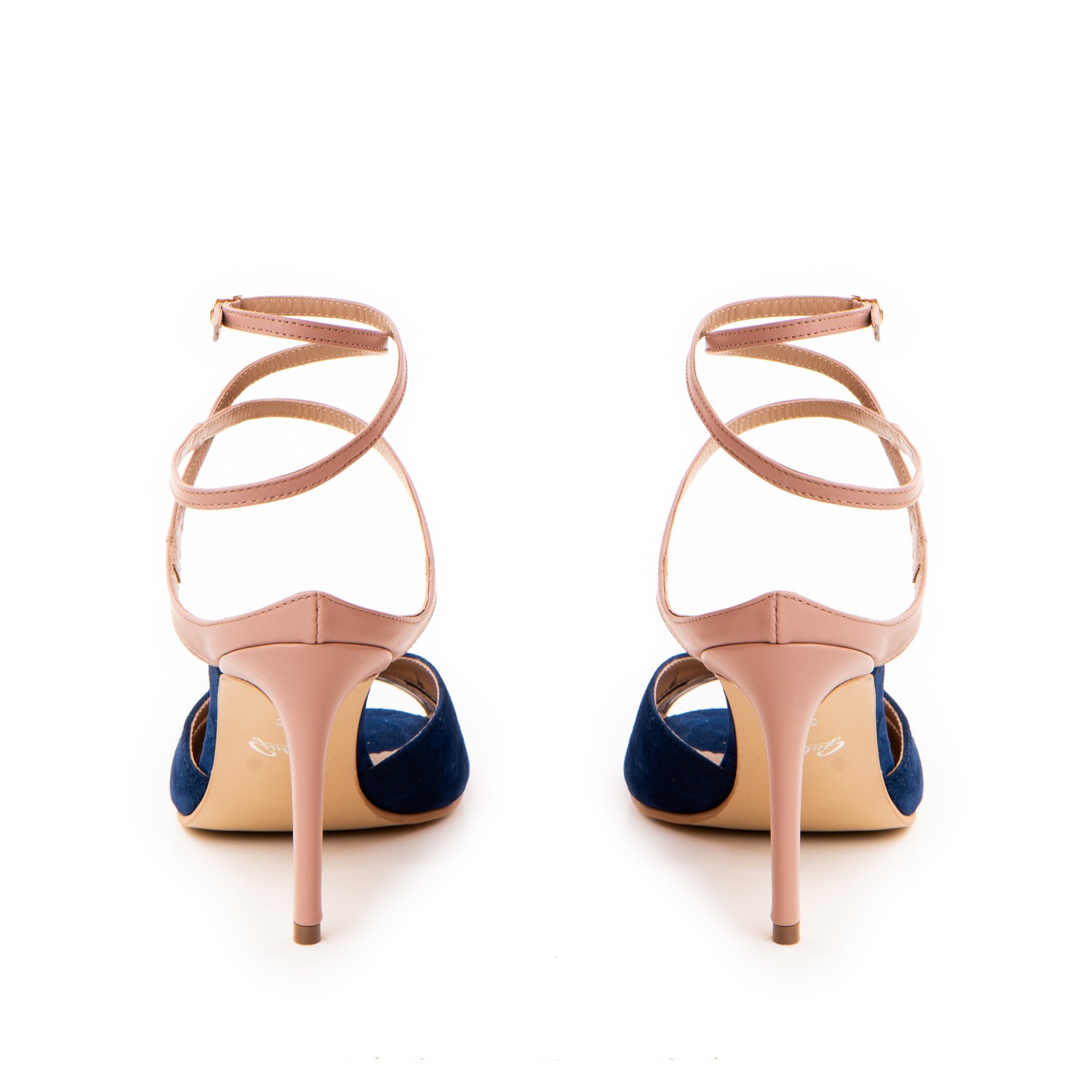Sandale dama Guvan model 1478 velur bleumarin/nappa roz