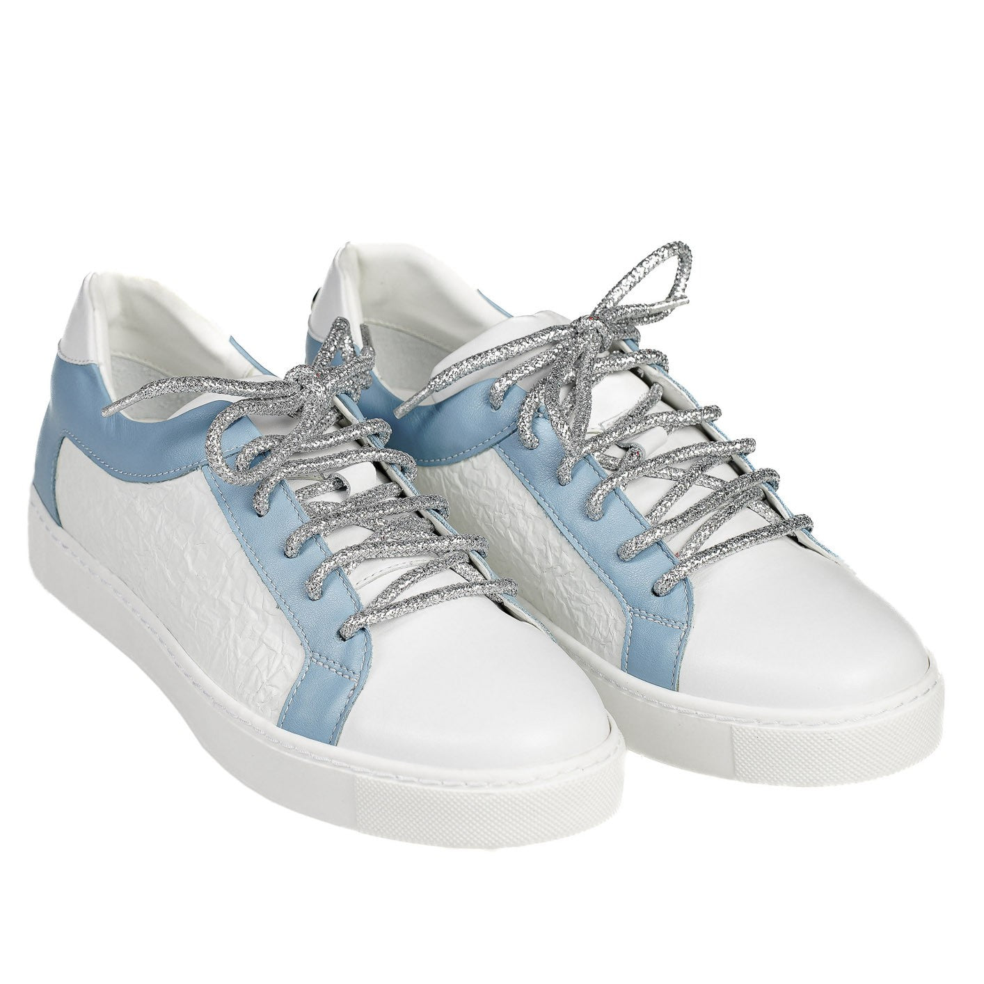 Sneakers piele naturala model 3489 nappa alb-sky