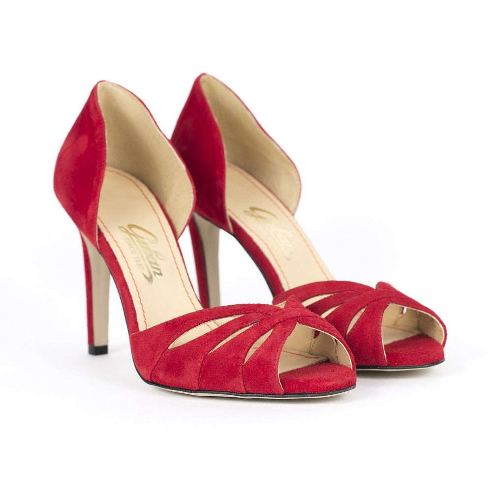 Pantofi dama Guvan model 1586 piele velur rosu