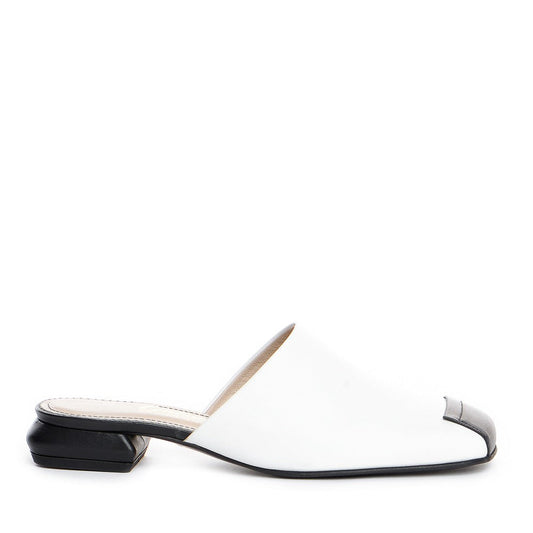 Papuci dama Guvan model 3557 nappa alb/nappa negru