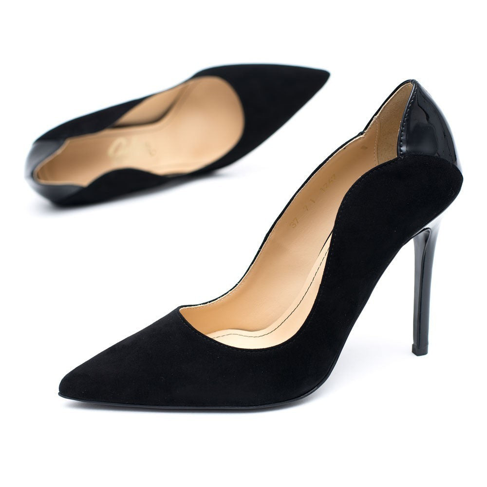 Pantofi dama Guvan model 1247 piele velur negru/naplac negru