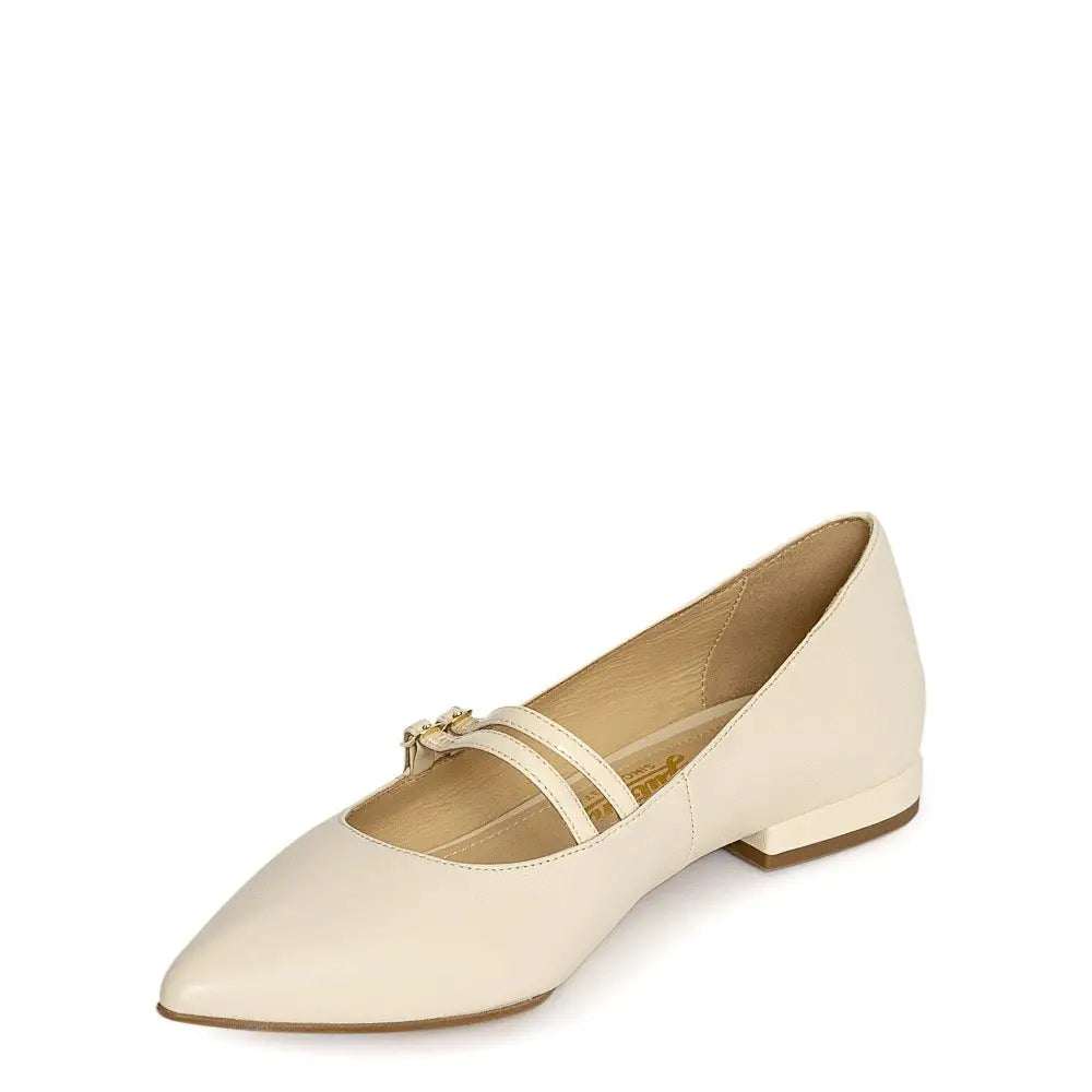 Balerini Guvan model 3645 piele naturala nappa crem - lac crem