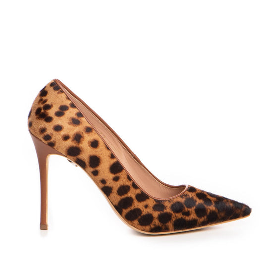 Pantofi dama Guvan model 1256 ponei animal print/nappa coniac