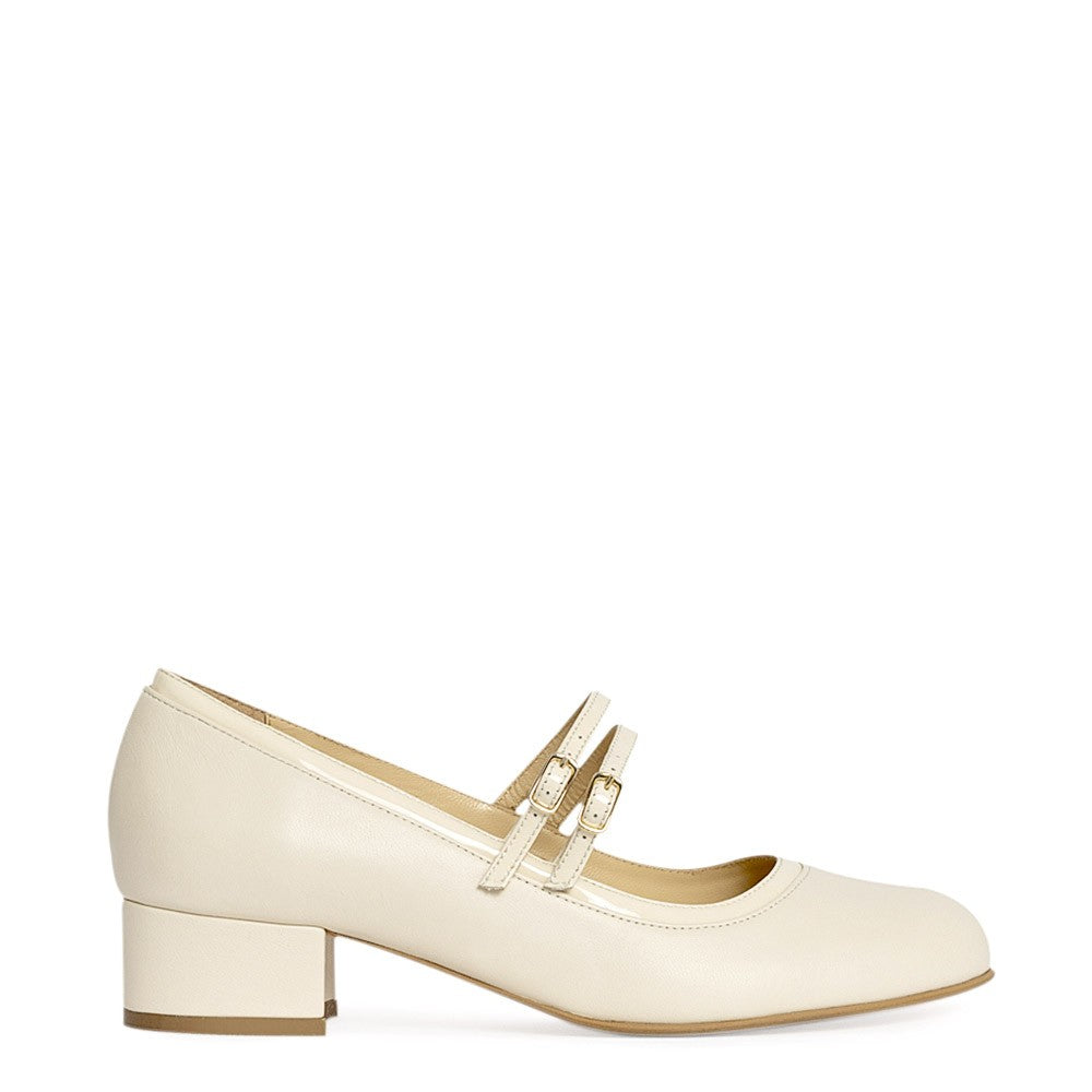 Pantofi dama Guvan model 3643 piele nappa crem/lac crem