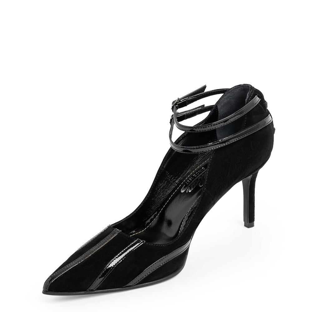 Pantofi dama Guvan model 1527 piele velur negru-lac negru