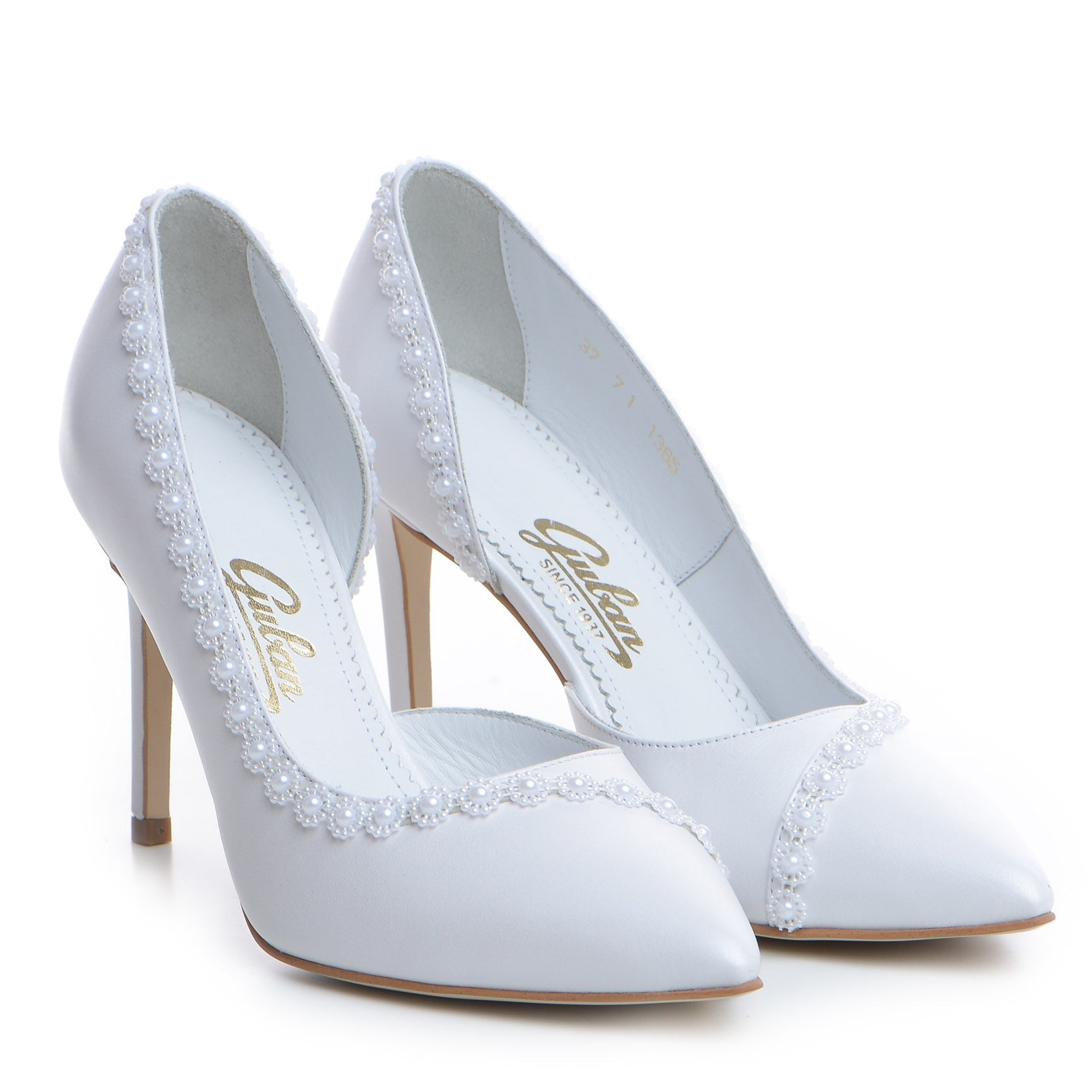 Pantofi mirese Guvan model 1367 nappa alb perlat