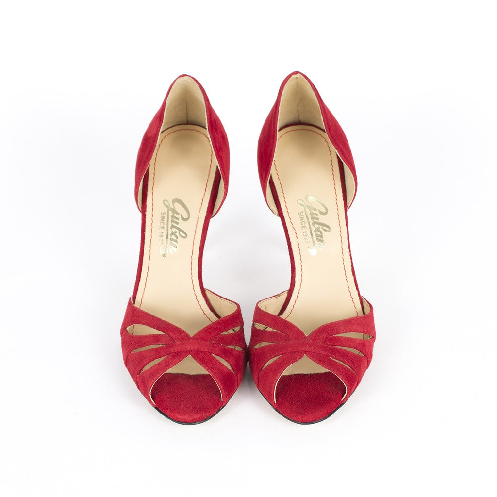Pantofi dama Guvan model 1586 piele velur rosu