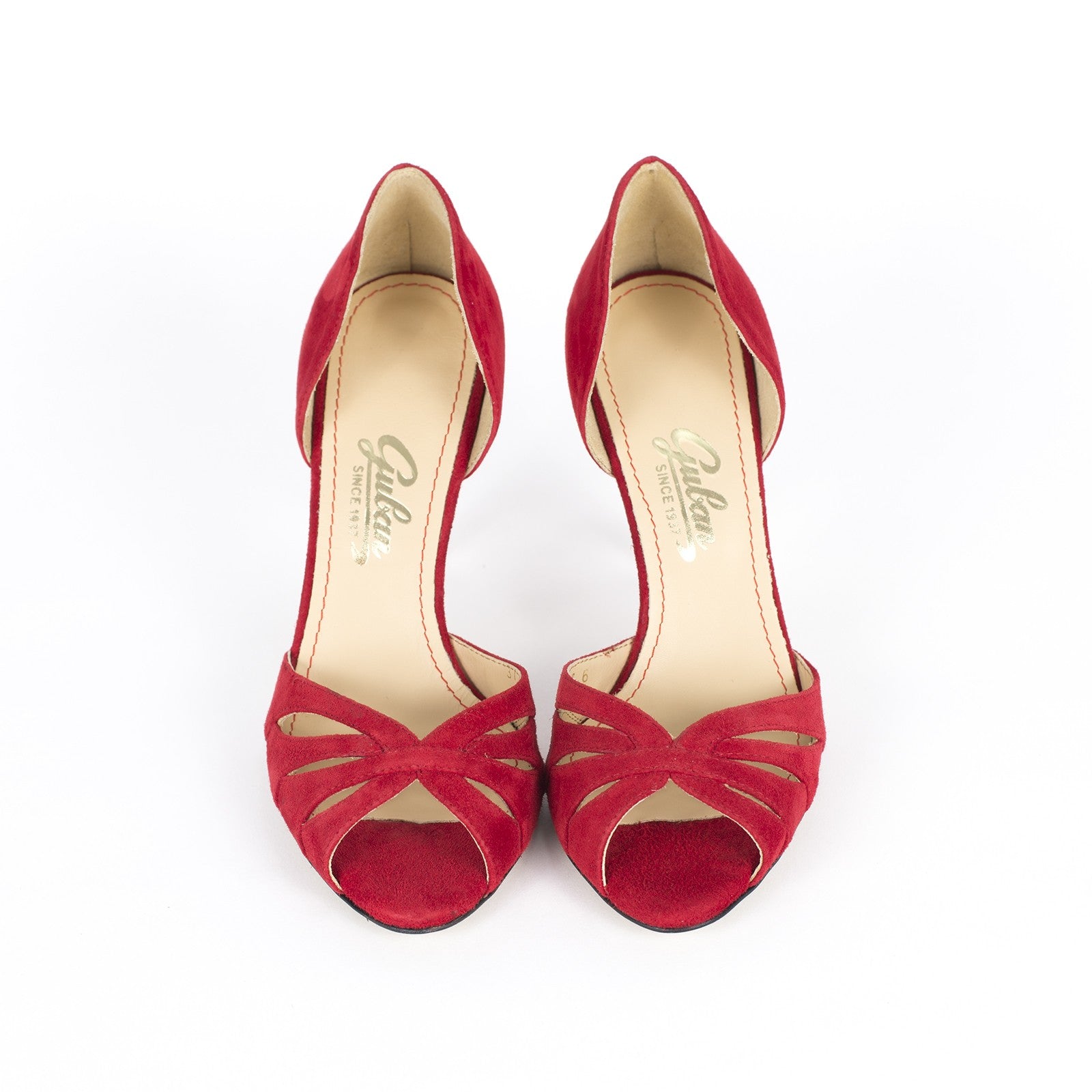 Pantofi dama Guvan model 1586 piele velur rosu