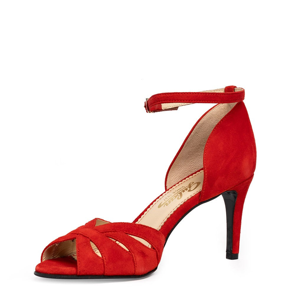 Sandale dama Guvan model 1486 piele velur rosu